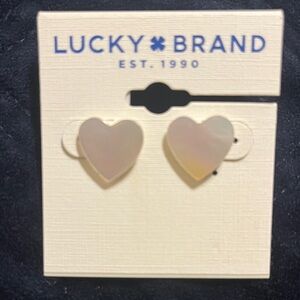 Lucky Brand Cream Heart Earrings